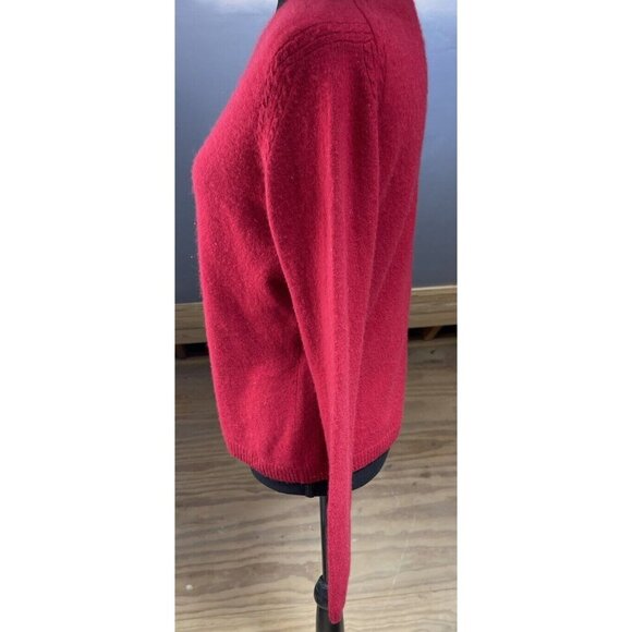 Valerie Stevens 100% Cashmere Red Crewneck Long Sleeve Pullover Sweater Size M - Picture 4 of 11